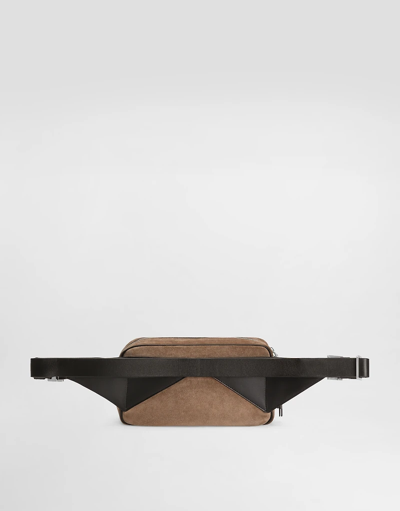 Leather and split calfskin belt bag