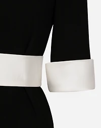 Short wool crepe dress with satin details