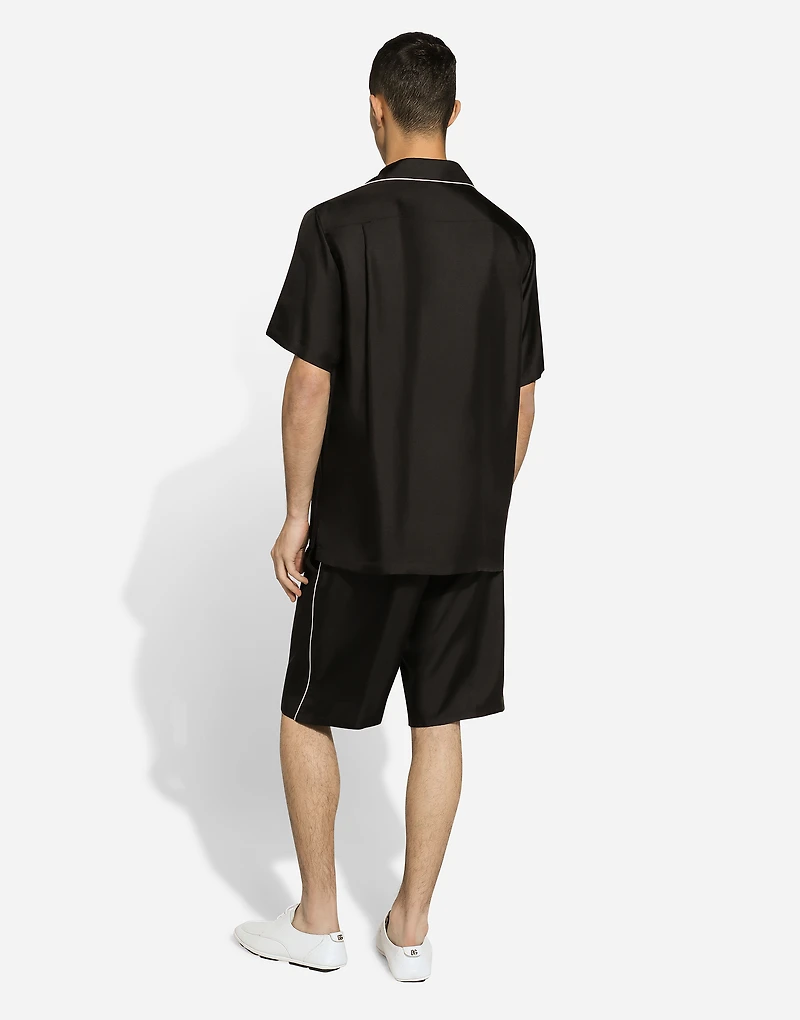 Silk twill shirt with DG embroidery