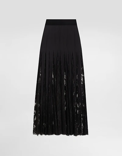 Charmeuse skirt with lace