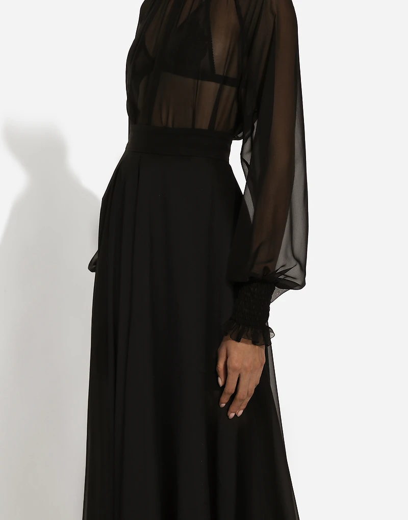 Chiffon calf-length circle skirt