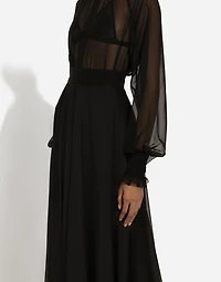 Chiffon calf-length circle skirt