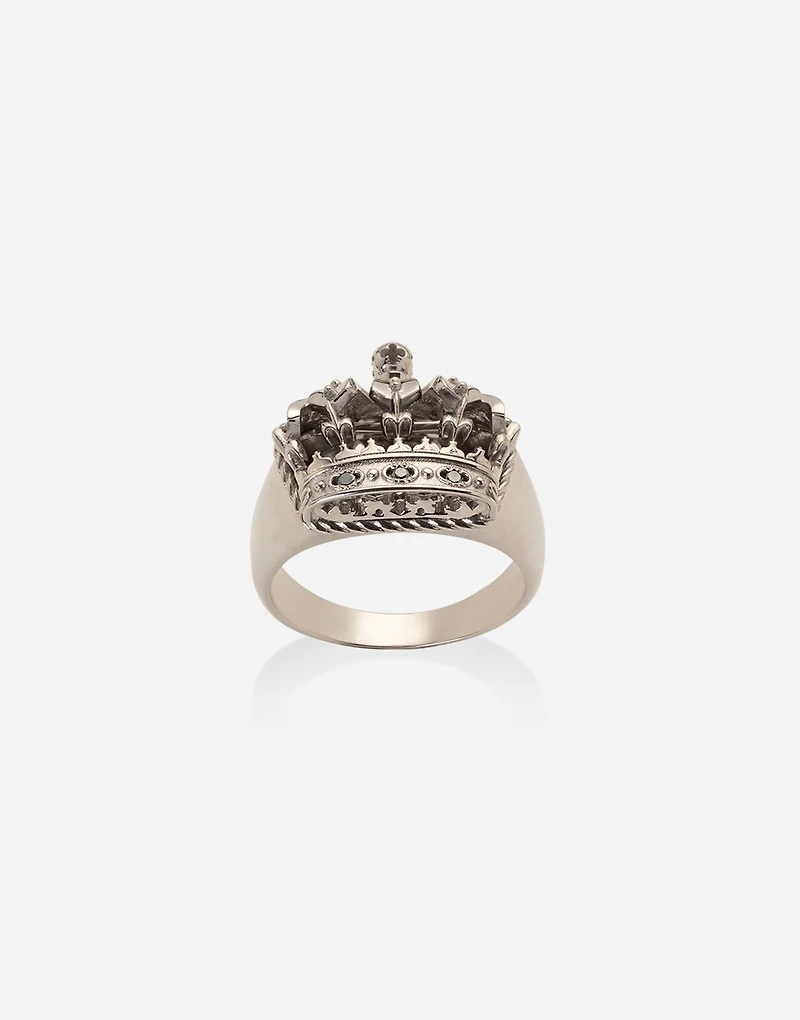 Royal Ring 18-carat white gold and black diamonds