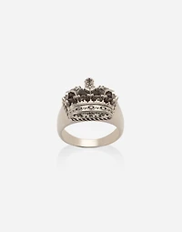 Royal Ring 18-carat white gold and black diamonds