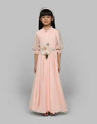 Chiffon dress with 3D flower