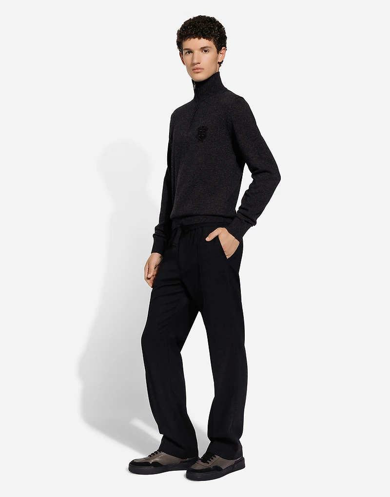 Zip-up cashmere turtle-neck sweater