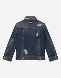 Washed denim jacket with rips