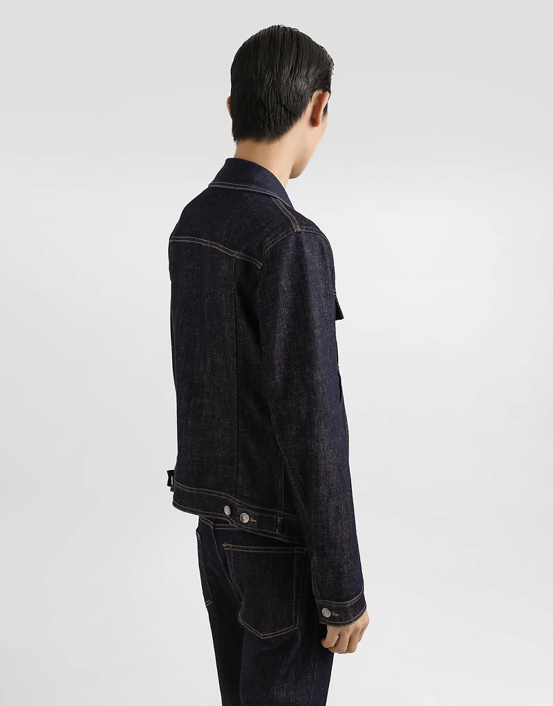 Cotton denim jacket with patch