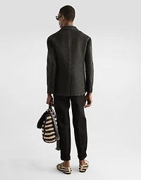 Double-breasted raffia mesh jacket