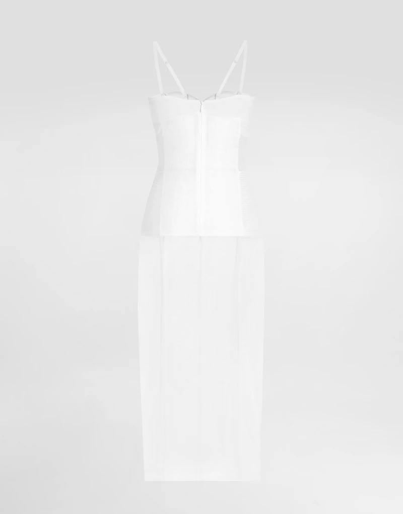 Tulle calf-length dress with corset details