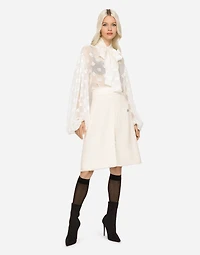 Devoré satin pussy-bow shirt with all-over DG logo
