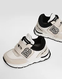 Mesh and split calfskin sneakers