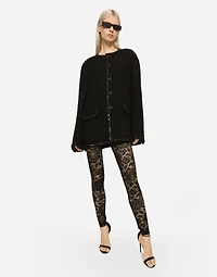 Floral lace-stitch leggings