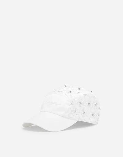 Drill baseball cap with rhinestone embellishment