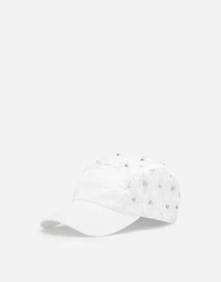 Drill baseball cap with rhinestone embellishment