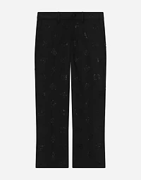 Classic wool pants with all-over fusible-rhinestone logo