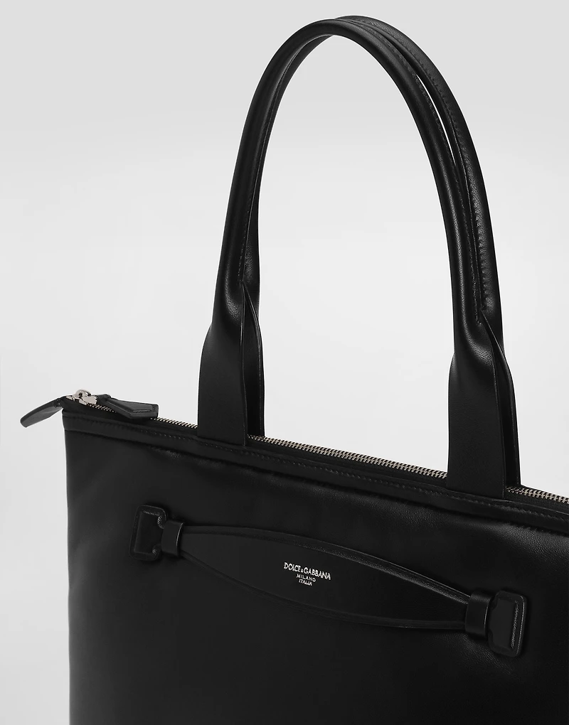Calfskin nappa leather shopper