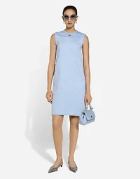 Sleeveless raschel tweed dress with DG logo