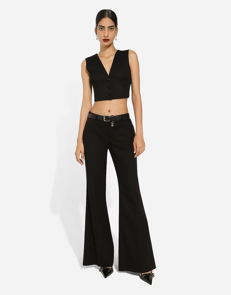 Cropped cady waistcoat with corset details