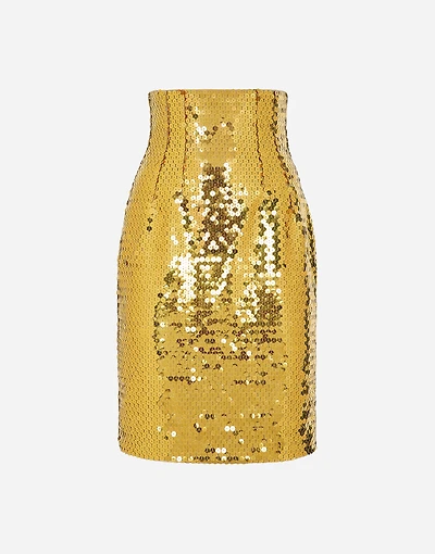 High-waisted sequined midi skirt