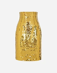 High-waisted sequined midi skirt