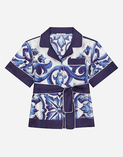 Majolica-print twill shirt