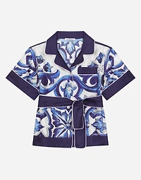 Majolica-print twill shirt