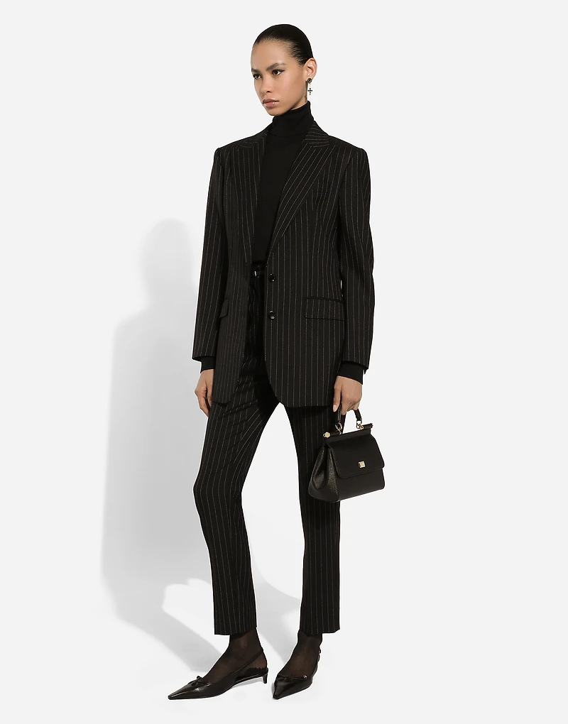 Single-breasted pinstripe wool jacket