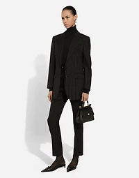Single-breasted pinstripe wool jacket