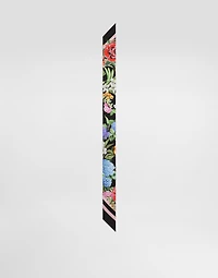 Floral-print twill headscarf (6x100)