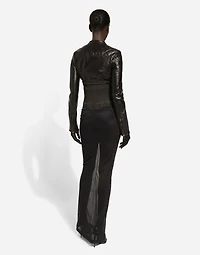 Short leather biker jacket