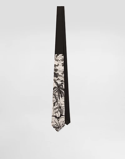 Pin-up print silk tie