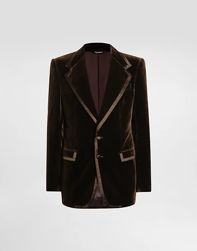Single-breasted jacket smooth velvet