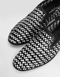 Woven leather slippers