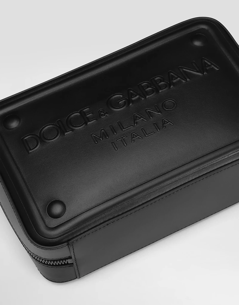 Calfskin crossbody bag with raised logo