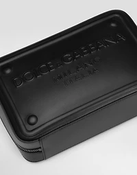 Calfskin crossbody bag with raised logo