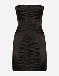 Short strapless satin dress