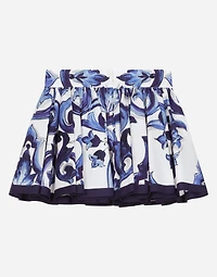 Majolica-print poplin skirt