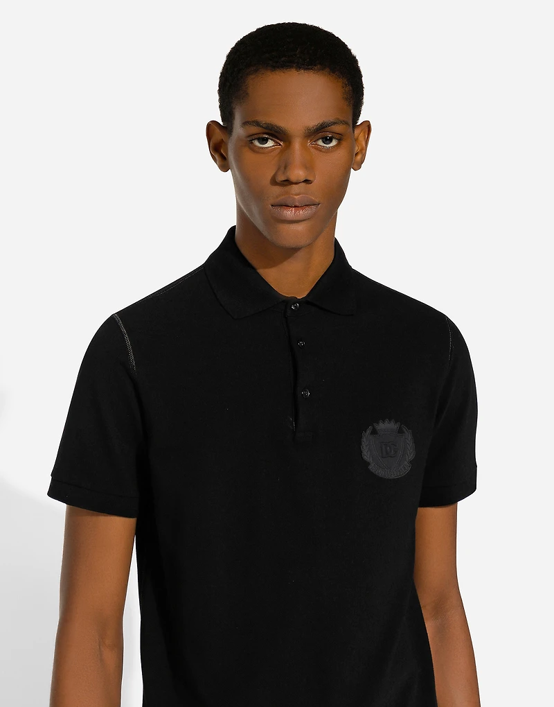 Cotton polo-shirt with DG logo embroidery