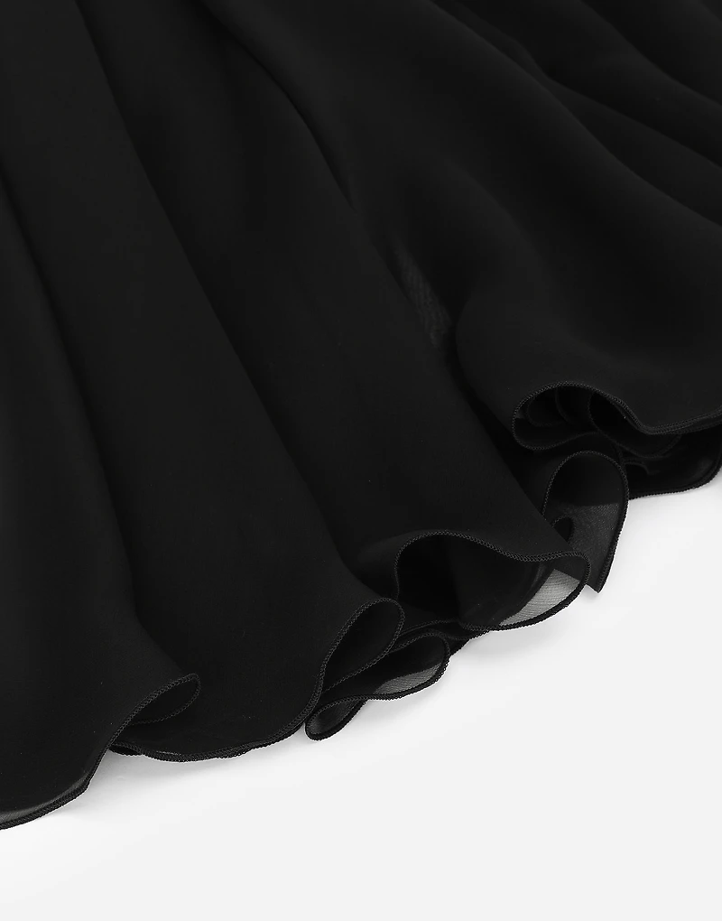 Chiffon calf-length circle skirt