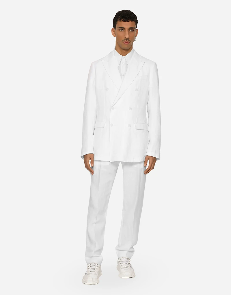 Double-breasted linen Taormina jacket