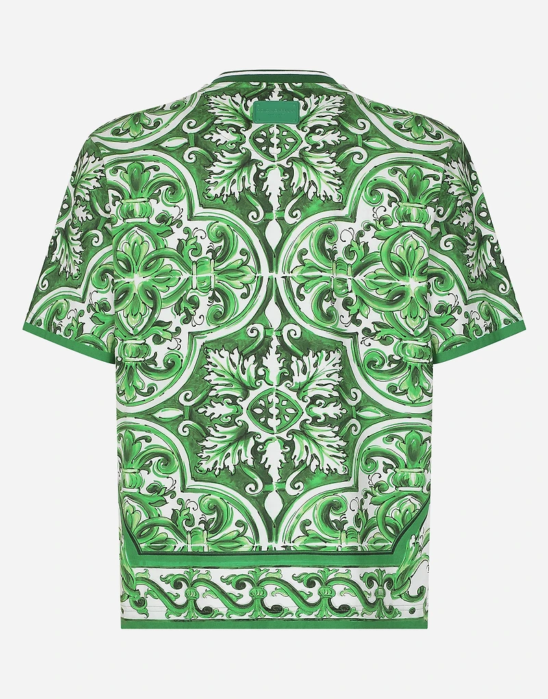 Cotton T-shirt with majolica print
