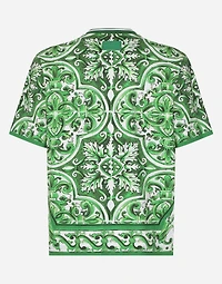 Cotton T-shirt with majolica print