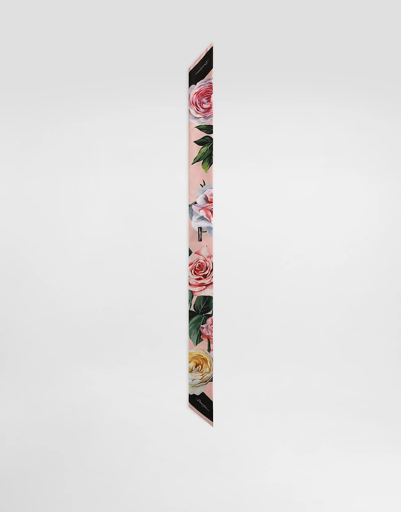 Twill headscarf with peony and rose print (6x100)