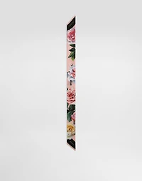 Twill headscarf with peony and rose print (6x100)