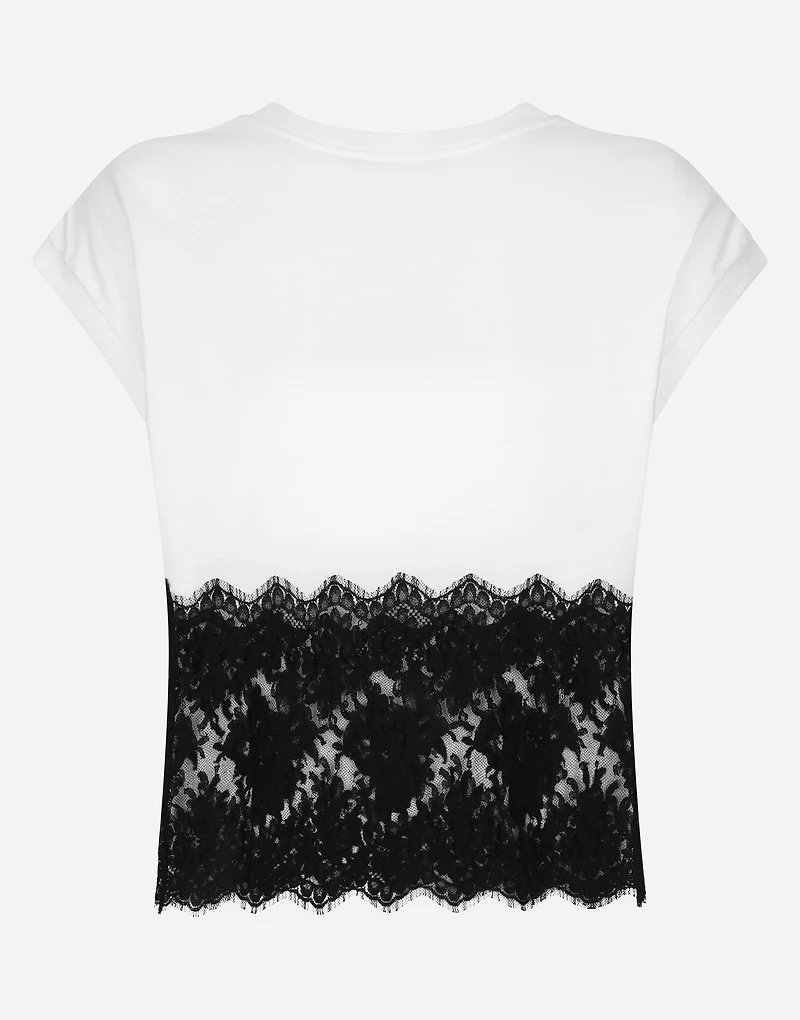 Jersey T-shirt with DG logo and lace details