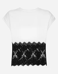 Jersey T-shirt with DG logo and lace details