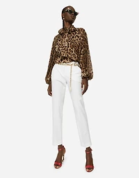 Leopard-print chiffon shirt