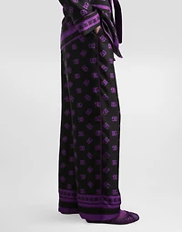 DG logo all-over print silk vanity pants