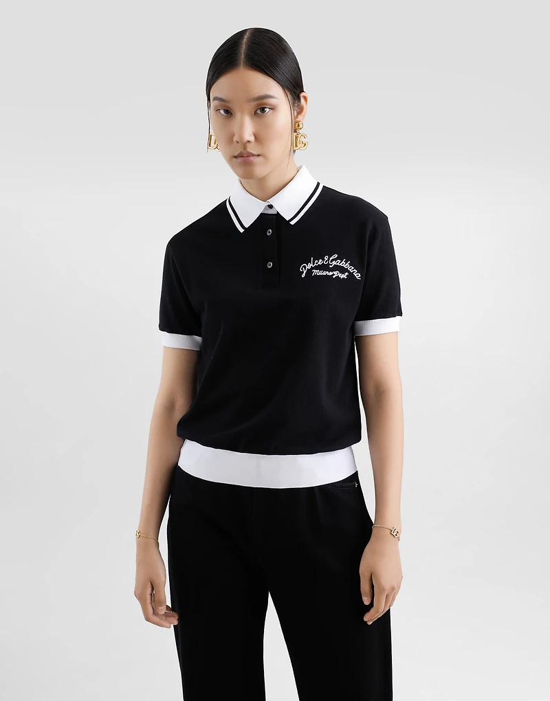 Short cotton piqué polo-shirt with DG logo embroidery